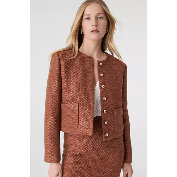 Ann Taylor Jackets & Blazers - NEW ANN TAYLOR SPICED CIDER TWEED CREW NECK JACKET SZ 6
